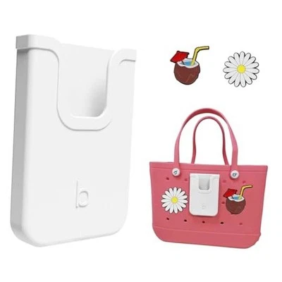 Suporte de telefone de silicone compatível com bolsa Bogg, berloque de silicone macio branco - Imagem 1 de 4