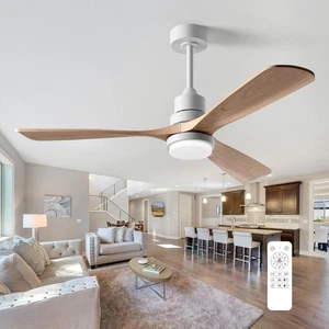 52 Inch Ceiling Fans with Lights and Remote, Quiet Reversible DC Motor and 3 ... - Picture 1 of 9