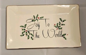 Lenox Holiday Collection "Joy To The World" Sentiment Tray W/ Gold Trim - Picture 1 of 3