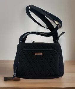 Vera Bradley Black Quilted Shoulder Crossbody Purse Bag - Picture 1 of 14