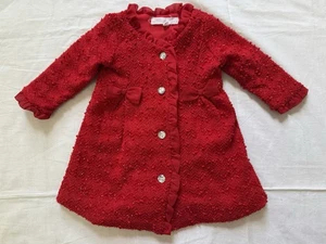 Chaqueta Abrigo Elegante Navidad Bebé Niñas 3-6 Meses Rojo Lazo Fiesta Brillante - Imagen 1 de 10