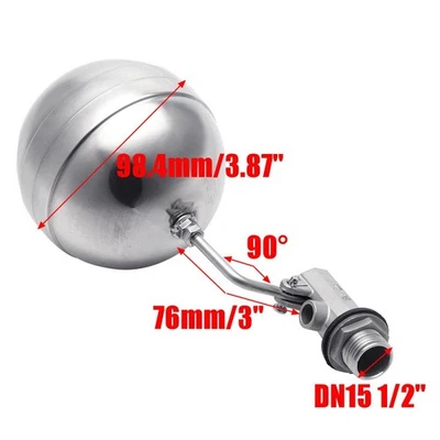 DN15 1/2" Floating Ball Valve Adjustable Water Level Stainless Steel Brand New } - Image 1 of 4