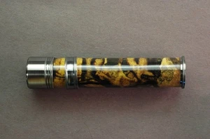 FLY ROD REEL SEAT Spalted Hackberry 11416 Blued Nickel Silver Cap and Ring - Picture 1 of 4