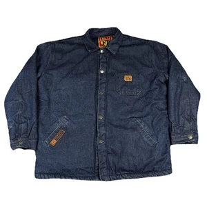 County FB Denim Sherpa Lined Jacket XL Blue Workwear Chore Coat 100% Cotton  - Picture 1 of 19
