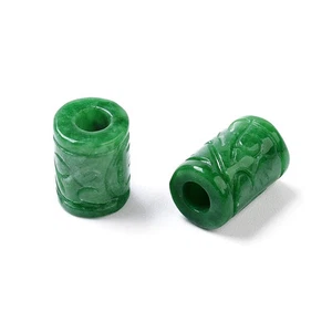 10Pcs Natural Myanmar Jade Stone Large Hole Beads Column Engraving Gemstone E... - Picture 1 of 7