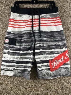 Board Shorts Vintage Rayas Rojas Para Hombre’s M Cerveza Mediana Jamaicano Surfista Playa Piscina Foto 1 de 4