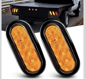 Nilight 6 Inch Oval Amber LED Trailer Tail Lights 2PCS W/Flush Mount Grommets... - Picture 1 of 6