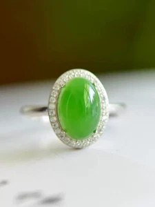 Anillo de jaspe natural certificado con incrustaciones de plata jade hetiano damas anillo joyería - Imagen 1 de 6