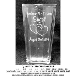 Personalized 16oz Pub Glass Pint Custom Engraved Pub Pint Glasses Wedding Gifts - Picture 1 of 15