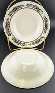 (2) Vtg Royal China Sussex Cavalier Ivory Brown Floral Cereal Bowls - 6.5" - Picture 1 of 3