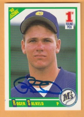 Roger Salkeld Seattle Mariners AUTO Signed 1990 Score Saugus California - Image 1 of 2