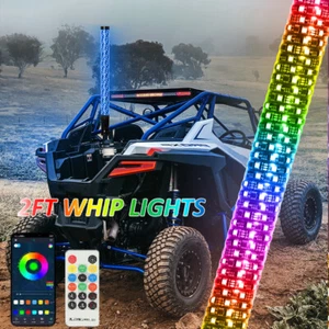 2FT Spiral LED Fat Whip Lights Antenna RGB Chasing For Can-am X3 RZR UTV ATV 1X - Picture 1 of 10