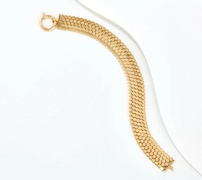 Flexible Polished Honeycomb Mosaic Link Bracelet  Real 14K Yellow Gold QVC - Image 1 of 3