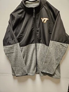 Virginia Tech Hokies Jacket Men's 2XL Black/Grey Fleece Full Zip - Picture 1 of 7