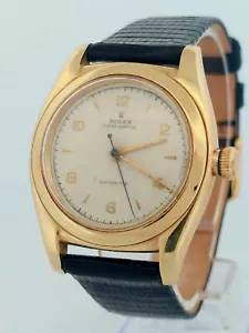Vintage 1939 ROLEX Oyster Chronometer Bubbleback 14k Solid Gold 32mm Watch -3131 - Picture 1 of 10
