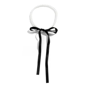 Elegante collana girocollo bowknot nastro in velluto nero per donne _tm - Foto 1 di 6