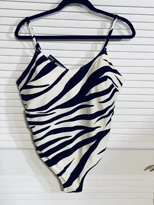 Traje de baño H&M Zebra talla XL de una pieza negro beige para mujer nuevo con etiquetas Foto 1 de 4