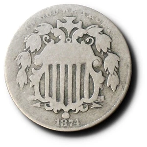 1874 Shield Nickel 5C G Good - Picture 1 of 3