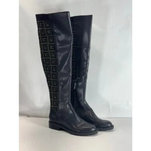 GUESS Women's Black/Taupe Remone Block-Heel Pull-on Knee High Boots SZ 7 - Picture 1 of 11