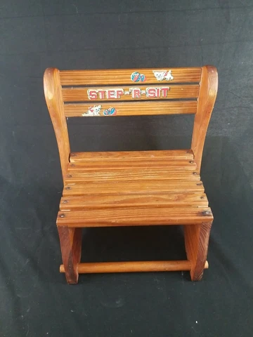 Vintage Wooden SIT-R-STEP Children First Seat Or Step Stool Cover