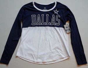 DALLAS COWBOYS AUTHENTIC APPAREL WOMEN'S LONG SLEEVE T SHIRT S M L XL WHITE BLUE - Picture 1 of 1