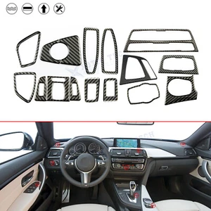 15X Real Carbon Fiber Full Interior Trim Cover For BMW 3 Series F30 F31 2013-17 - Foto 1 di 11