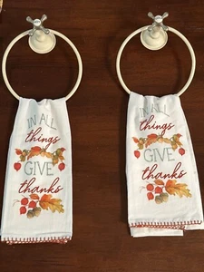 Vintage Style Hot Cold Faucet Handle Towel Rings  - Picture 1 of 4