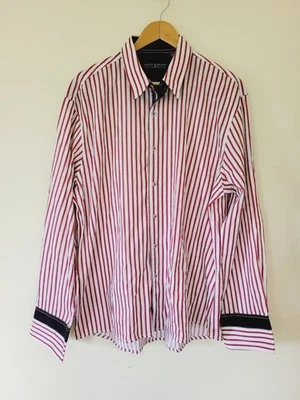Scott Weiland size XXL cotton blend red stripe button up shirt English Laundry - image 1 of 4
