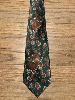 Corbata Jeffrey Bean verde estampado floral 100 % seda nueva sin etiquetas Foto 1 de 4