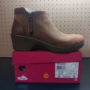 Alegria Sloan Boots Gr. 40 EU 9,5/10 US Weite Braun Wildleder Stiefeletten Reißverschluss Booties Neu - Bild 1 von 24
