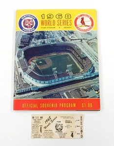 1968 World Series Program Tigers vs Cardinals Unscored with Game 4 Ticket Ex/Mt - Picture 1 of 12