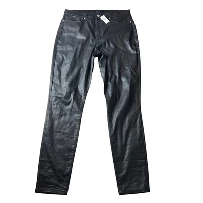 Nuevo con etiquetas Pantalón Banana Republic Curvy tiro alto ajustado negro recubierto talla 32 alto Foto 1 de 4