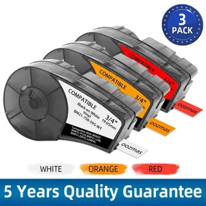 3PK M21-750-595 Label Tape Cartridge For Brady BMP21 White Red Vinyl 3/4" x 21' - Picture 1 of 10