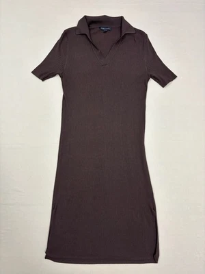 Vestido Suéter Banana Republic Marrón Oscuro Acanalado Tejido Cuello Para Mujer’s Talla S Foto 1 de 4