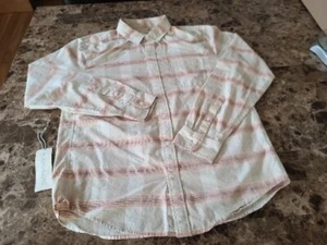 OUTERKNOWN Mens Size Medium 100% Organic Cotton Tan/Yellow/Orange Button-Front - Picture 1 of 17