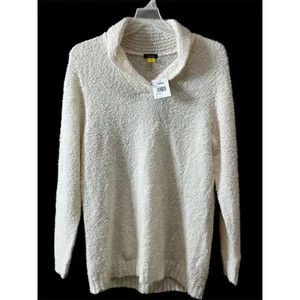 Cabelas Shawl Collar Sweater Women’s Size XL Ivory Wool Blend Pullover NEW - Picture 1 of 6