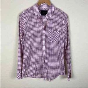 Camisa Rails Abotonada Manga Larga Cuadros Blanco Rosa Cuello Bolsillo Talla Pequeña - Imagen 1 de 8