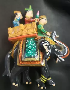Ambawadi Indian elephant Riders Hand painted Figure Office Art Vintage Goodluck - Picture 1 of 4