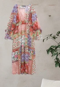 NWTZARA LONG SLEEVES PRINTED SWISS DOT LONG DRESS 228 - Picture 1 of 7