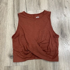 Madewell MWL Crossover Crop Tank Top Athletic Athleisure Medium Dusty Redwood - Picture 1 of 5