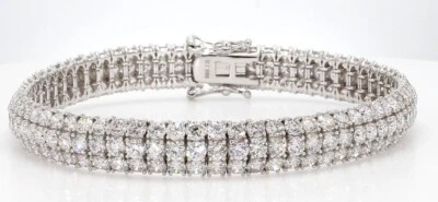 Brazalete Tenis Diamantes 14CT Oro Blanco 14K Natural Corte Redondo Brillante 7.5'  Foto 1 de 4