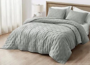 3-Piece Rayon Derived from Bamboo/Polyester Blended Crescent Stitched Quilt Set - Picture 1 of 30