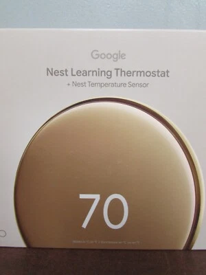 GOOGLE NEST LEARNING THERMOSTAT+ NEST TEMPERATURE SENSOR POLISHED GOLD (23C) - Image 1 of 2