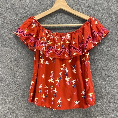 Art Class Top Girls L 10/12 Red Floral Off Shoulder - Image 1 of 4