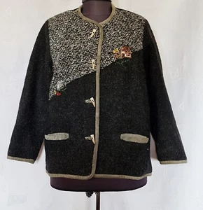VINTAGE FARMHOUSE OKTOBERFEST DIRNDL TYROL BLACK GIRL'S JACKET-SIZE:US16+/EU164 - Picture 1 of 9