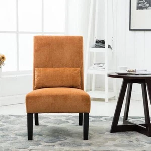 Orange Chenille Fabric Accent Chair w/Matching Pillow - Livingroom, Bedroom - Picture 1 of 6