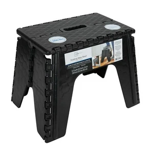Mainstays Plastic Folding Single Step Stool 12 inch - Black - Dimensions: 13.7 x - Picture 1 of 10