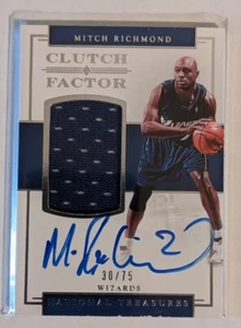 2016-17 National Treasures Clutch Factor Patch Auto Mitch Richmond 30/75 Wizards - Picture 1 of 2