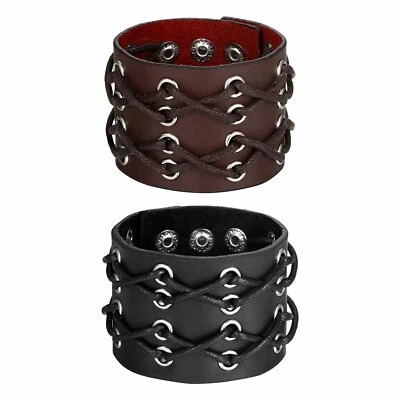 Pulsera Brazalete Brazalete Brazalete Brazalete Brazalete Hecho a Mano Cuero Punk Para Hombre Ajustable Foto 1 de 4
