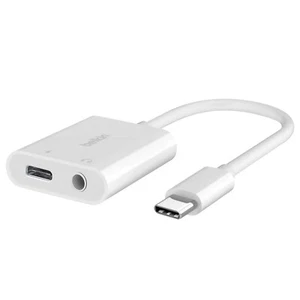 Belkin, Adattatore USB-C carica Power Delivery 60W audio jack 3,5 mm, Bianco - Foto 1 di 6